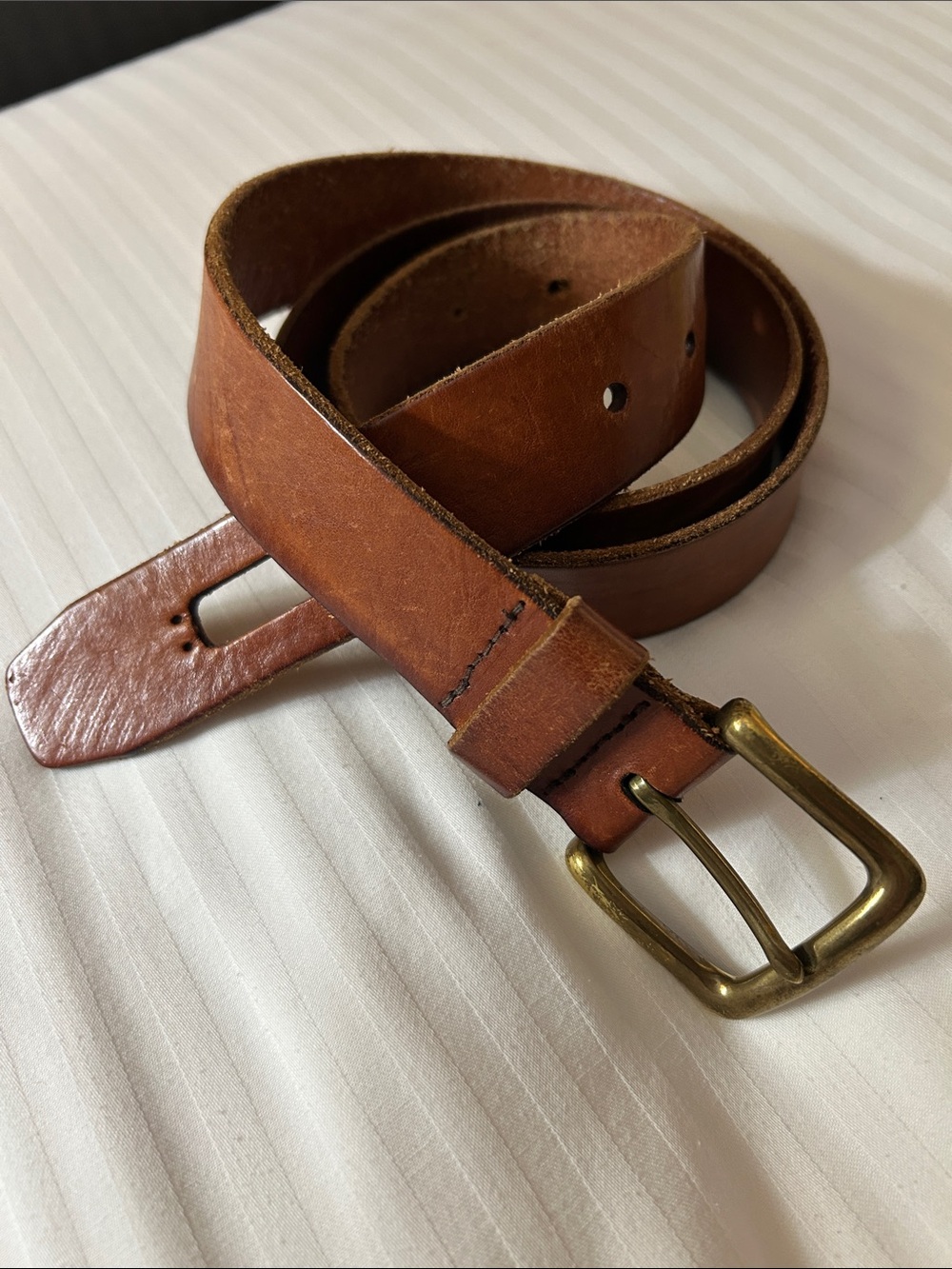 Lauren Ralph Lauren Tan Leather Belt with Brass Buckle